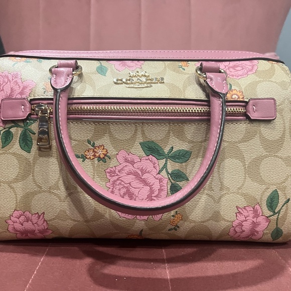 Coach Floral Satchel in Beige and Pink - Picture 7 of 7